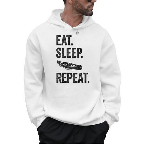 Eat Sleep Canoe Repeat Canoeing Outdoors Raglan Baseball Tee Men Hoodie - Paddle Life
