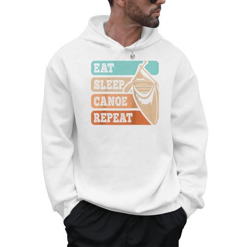 Eat Sleep Canoe Repeat Vintage Canoeing Canoeist Men Boys Raglan Baseball Tee Men Hoodie - Paddle Life