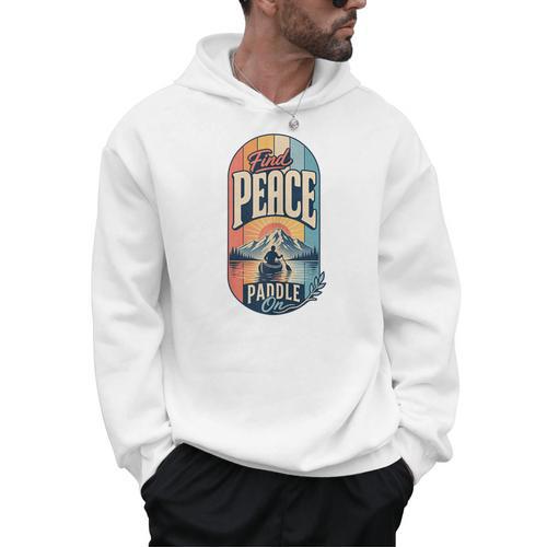 Find Peace Paddle On Canoe Mountain Sunset Men Hoodie - Paddle Life