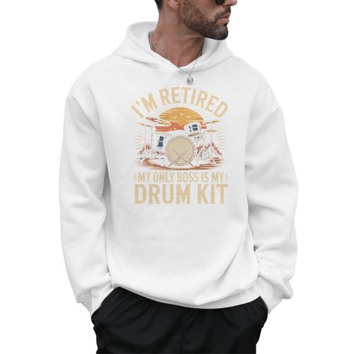 I'm Retired My Only Boss Is My Drum Kit Drums Drummer Men Hoodie - Downbeat Supply