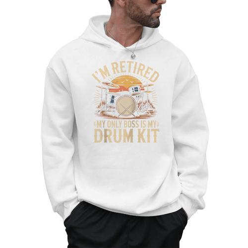 I'm Retired My Only Boss Is My Drum Kit Drums Drummer Raglan Baseball Tee Men Hoodie - Downbeat Supply