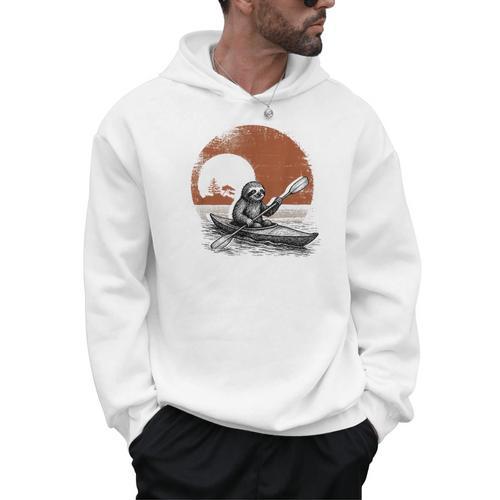 Kayaking Sloth Kayak Kayaker Canoe Paddling Men Hoodie - Paddle Life