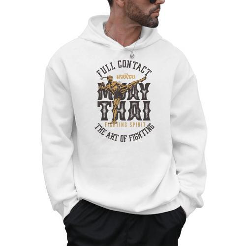 Muay Thai Fighter MMA Full Contact Retro Kickboxing Men Hoodie - Nak Muay Co.