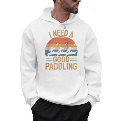 I Need A Good Paddling Retro Sunset Canoe Raglan Baseball Tee Men Hoodie - Paddle Life