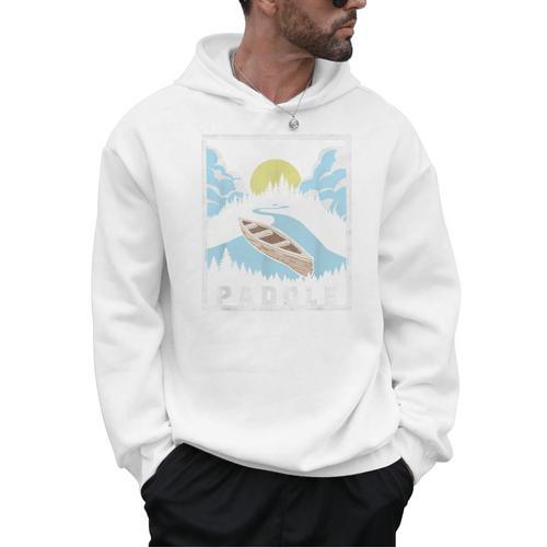 Paddle Retro Style Canoe & Outdoors Simple Canoeing Graphic Men Hoodie - Paddle Life