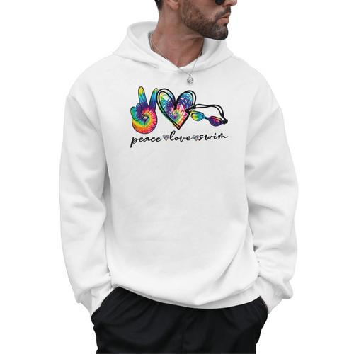 Peace Love Swim Tie Dye Swimmer Swimming Summer Trip Men Hoodie - SwimGear Co