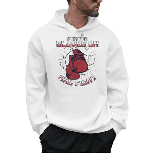 Put Your Gloves On And Fight Muay Thai Kickboxer Fan Boxing Men Hoodie - Nak Muay Co.