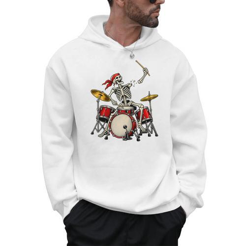 Skeleton Drummer Skull Drum Kit Halloween Raglan Baseball Tee Men Hoodie - Downbeat Supply