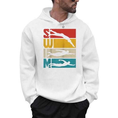 Swim Swimming Vintage Retro Swimmer Raglan Baseball Tee Men Hoodie - SwimGear Co