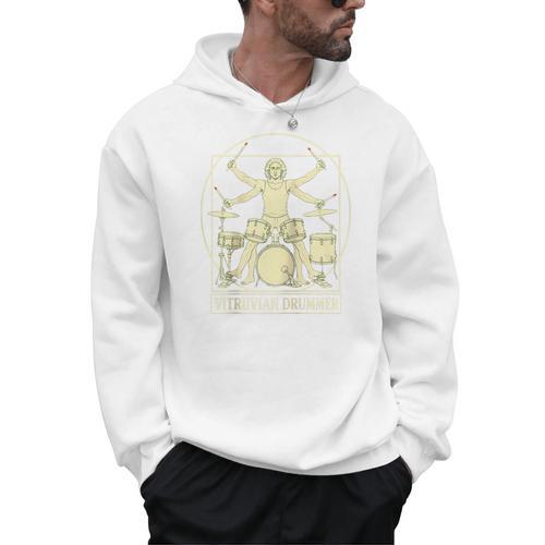 Vitruvian Drummer Drum Kit Music Lover Musician Men Raglan Baseball Tee Men Hoodie - Downbeat Supply