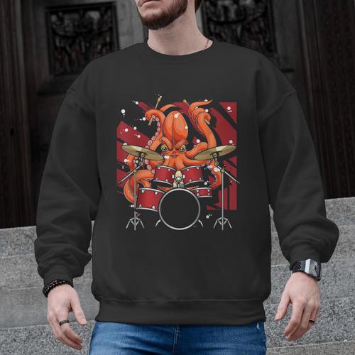 Animal Octopus Musician Drum Kit Octopus Drummer Men Graphic Sweatshirt - Downbeat Supply