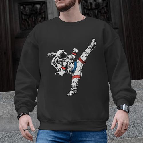 Astronaut Muay Thai Fighter Space Martial Arts Men Women Kid Men Graphic Sweatshirt - Nak Muay Co.