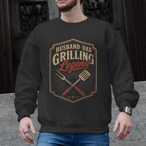 BBQ Dad Husband Dad Grilling Legend Men Graphic Sweatshirt - BBQ Dad Merch