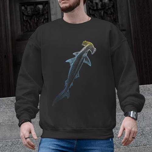 Beautiful Colors Swimming Hammerhead Shark Lovers Men Graphic Sweatshirt - SwimGear Co