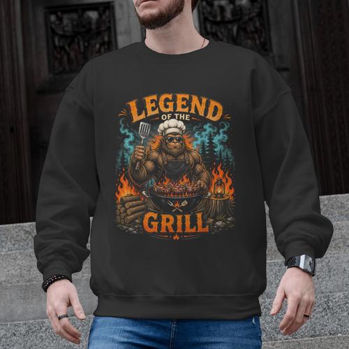 Bigfoot Legend Of The Grill BBQ Dad Father Day 2026 Men Graphic Sweatshirt - BBQ Dad Merch