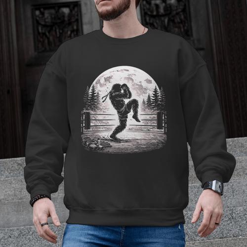 Bigfoot Muay Thai Boxer Martial Arts Sasquatch Men Graphic Sweatshirt - Nak Muay Co.