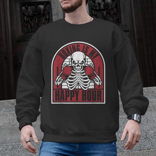Boxing Is My Happy Hour Muay Thai Kickboxer Fan Boxing Men Graphic Sweatshirt - Nak Muay Co.