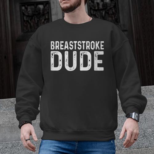 Breaststroke Swimming Dude Distressed Swim Swimmer Pool Men Graphic Sweatshirt - SwimGear Co