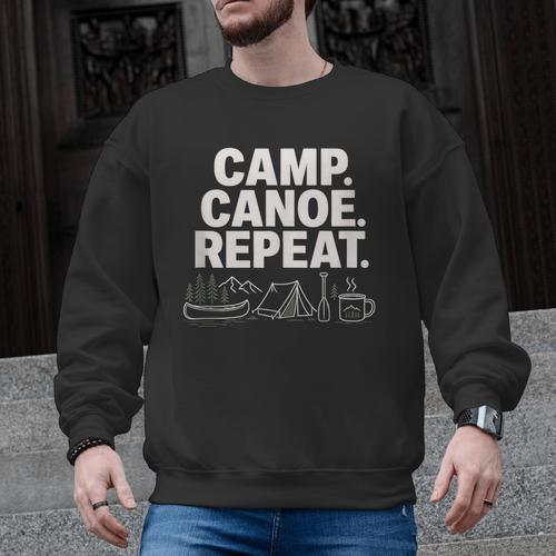 Camp Canoe Repeat Outdoor Adventure Men Graphic Sweatshirt - Paddle Life