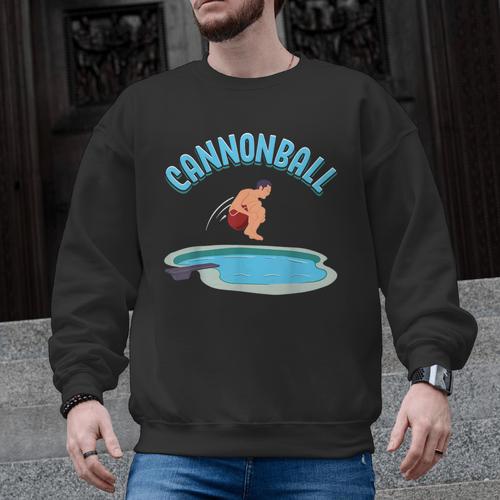 Cannonball Swimming Pool Fun Diving Diver Swimmer Cool Men Graphic Sweatshirt - SwimGear Co