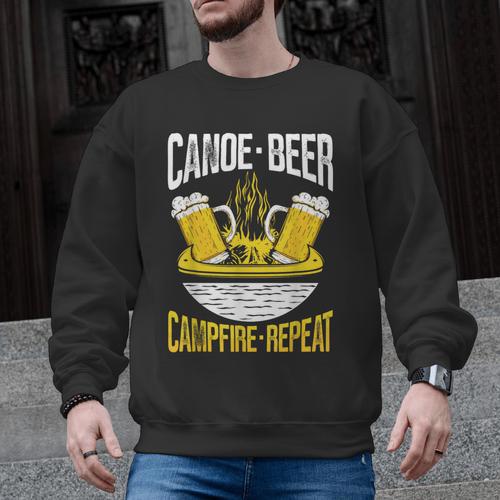 Canoe Beer Campfire Repeat Kayak Canoe Men Graphic Sweatshirt - Paddle Life