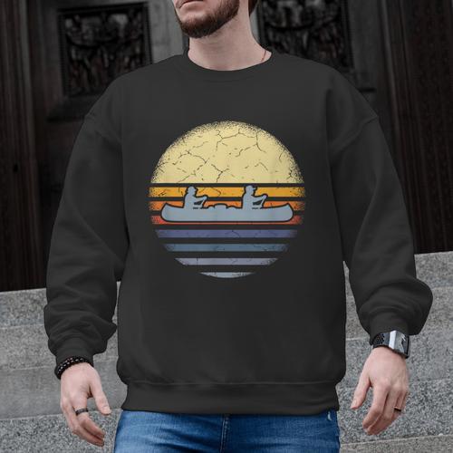 Canoe Canoeing Vintage Sunset Men Graphic Sweatshirt - Paddle Life