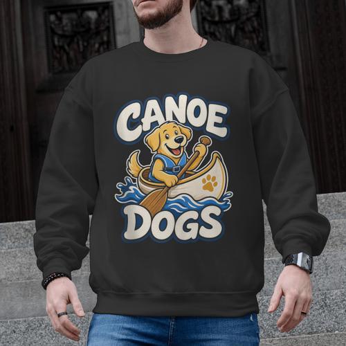 Canoe Dogs Golden Retriever Paddling Graphic Men Graphic Sweatshirt - Paddle Life