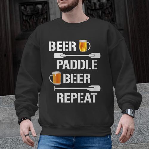 Canoe Kayak Tees Beer Paddle Repeat T-Shirt Men Graphic Sweatshirt - Paddle Life