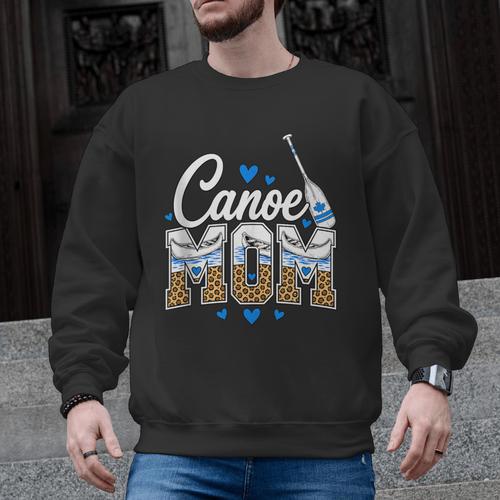 Canoe Mom Leopard Print Paddle River Lake Sport Mother Men Graphic Sweatshirt - Paddle Life