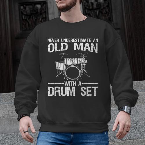 Cool Drummer Art Men Dad Drum Set Player Drum Kit Musician Men Graphic Sweatshirt - Downbeat Supply