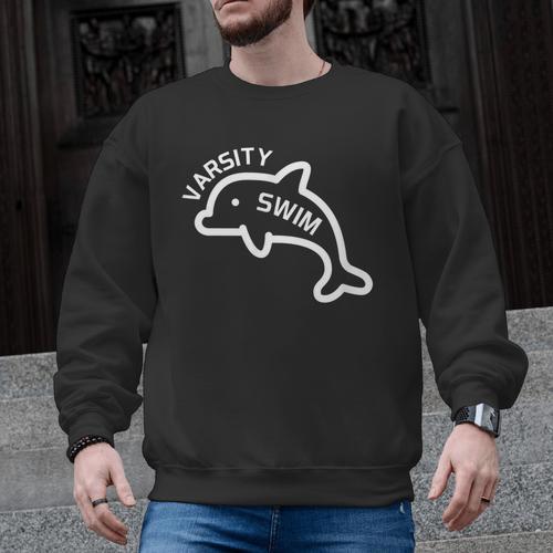 Dolphin Dolfin Varsity Swim Swim Team Swim Club Swimming Men Graphic Sweatshirt - SwimGear Co