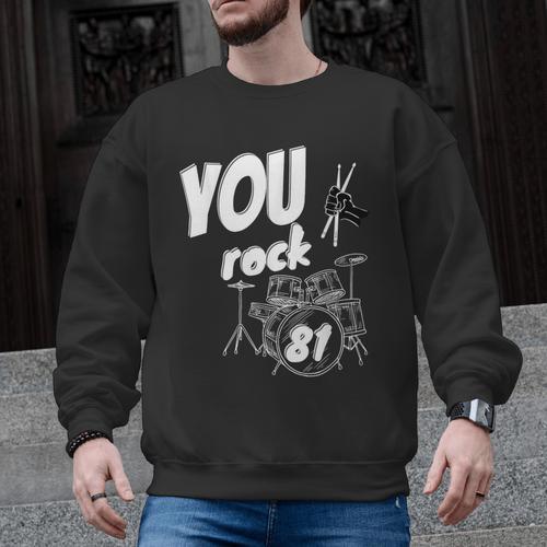 Drum Kit Drummer 81 Years 81st Birthday Men Women Men Graphic Sweatshirt - Downbeat Supply