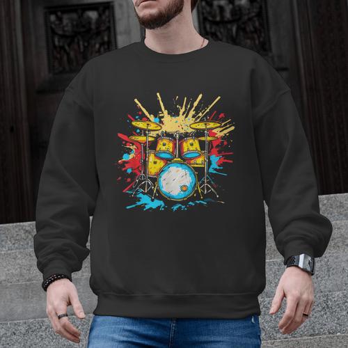 Drum Kit Steamwave Music Band Men Graphic Sweatshirt - Downbeat Supply