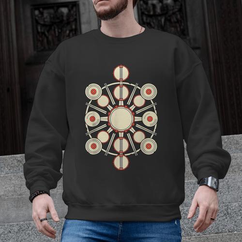 Drummer Drum Kit Mandala Percussionist Music Lover Men Graphic Sweatshirt - Downbeat Supply