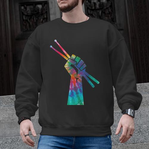 Drummer Drum Kit Tie Dye Hippie Drummer Men Graphic Sweatshirt - Downbeat Supply