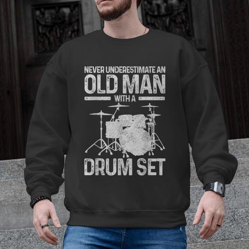 Drummer Drum Kit Vintage Drummer Men Graphic Sweatshirt - Downbeat Supply