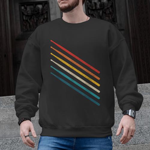 Drummer Drum Kit Vintage Retro Drummer Men Graphic Sweatshirt - Downbeat Supply