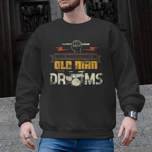 Drummer Drummer Pensioner Drum Kit Men Graphic Sweatshirt - Downbeat Supply