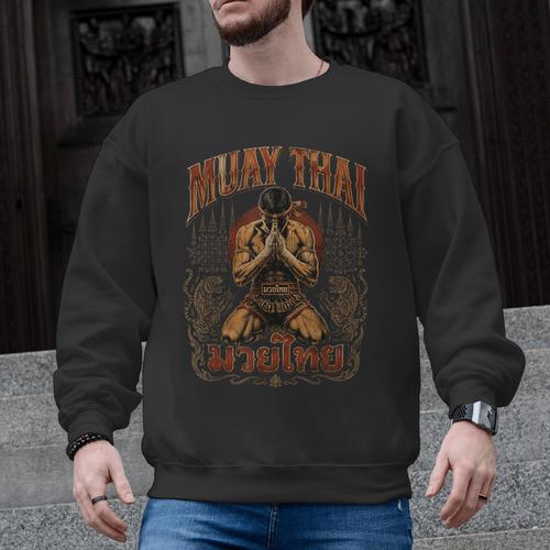 Faded Muay Thai Fighter Nak Muay Thailand Boxing Men Graphic Sweatshirt - Nak Muay Co.