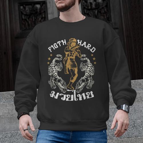 Fight Hard Traditional Fighter Muay Thai Men Graphic Sweatshirt - Nak Muay Co.