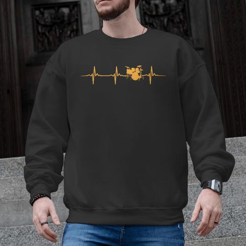 Great Drum Kit Heartbeat Drummer Men Graphic Sweatshirt - Downbeat Supply