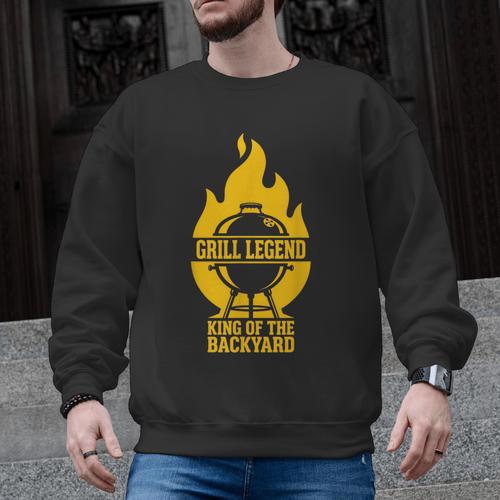 Grill Legend King Of The Backyard BBQ Dad Humor Chef Men Graphic Sweatshirt - BBQ Dad Merch