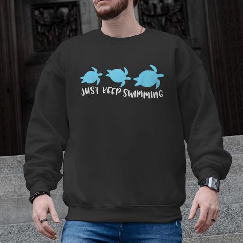 Just Keep Swimming Sea Turtle Swimmer Swim Team Coach Men Graphic Sweatshirt - SwimGear Co
