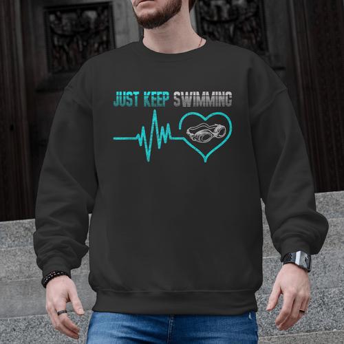 Just Keep Swimming For Swimmers Divers Diving Retro Men Graphic Sweatshirt - SwimGear Co