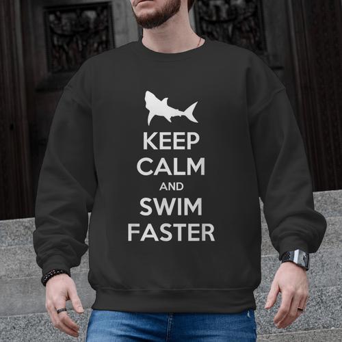 Keep Calm And Swim Faster Swimming T-Shirt Men Graphic Sweatshirt - SwimGear Co