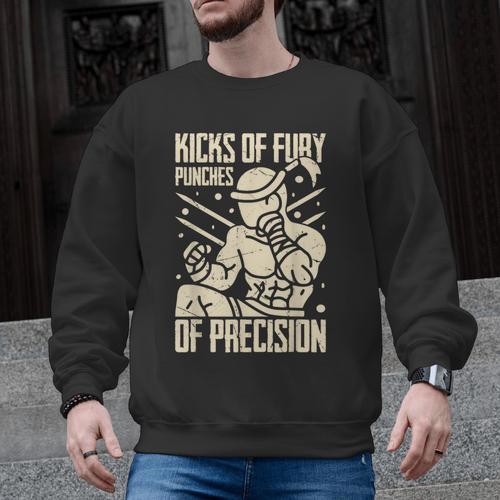 Kicks Of Fury Punches Of Precision Muay Thai Men Graphic Sweatshirt - Nak Muay Co.