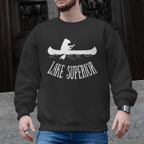 Lake Superior Bear Canoe Upper Peninsula For Yooper Men Graphic Sweatshirt - Paddle Life