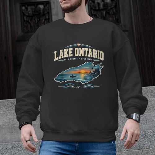 Lakes Lake Ontario Fishing Canoe Lighthouse Outdoor Men Graphic Sweatshirt - Paddle Life