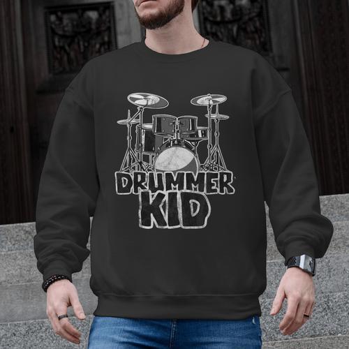 Little Drummer Awesome Drum Kit For Young Musicians Men Graphic Sweatshirt - Downbeat Supply