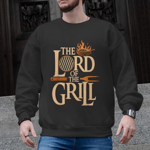 Lord Of The Grill BBQ Daddy Nerd Dad Men Graphic Sweatshirt - BBQ Dad Merch
